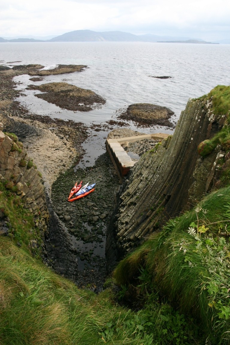 Kayaks In Clamshell Cave, Staffa